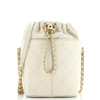 Chanel CC Drawstring Bucket Crossbody Bag Stitched Calfskin Medium