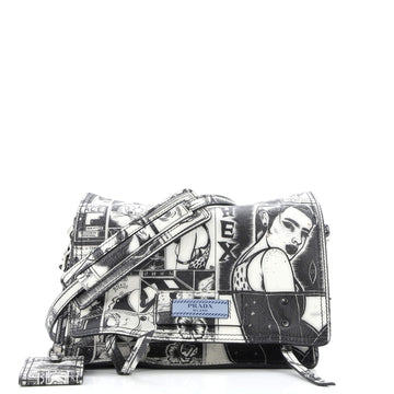 Prada Etiquette Flap Bag Printed Leather Small