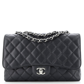 Chanel Classic Single Flap Bag Quilted Caviar Jumbo