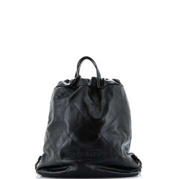 Chanel So Black 22 Chain Backpack Quilted Calfskin Large