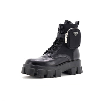 Prada Monolith Combat Boots Leather and Nylon