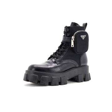 Prada Monolith Combat Boots Leather and Nylon