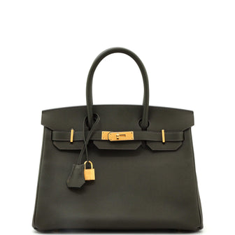 Hermes Birkin Handbag Green Epsom with Gold Hardware 30