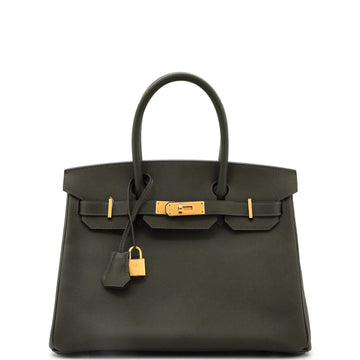 Hermes Birkin Handbag Green Epsom with Gold Hardware 30