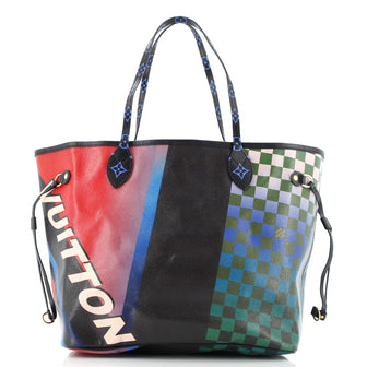 Louis Vuitton Neverfull NM Tote Limited Edition Race Print Canvas MM