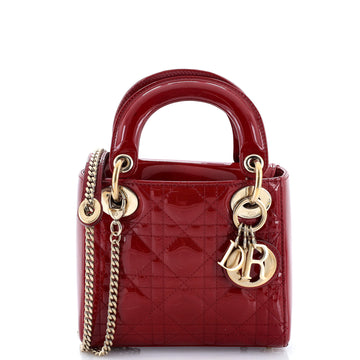 Christian Dior Lady Dior Chain Bag Cannage Quilt Patent Mini