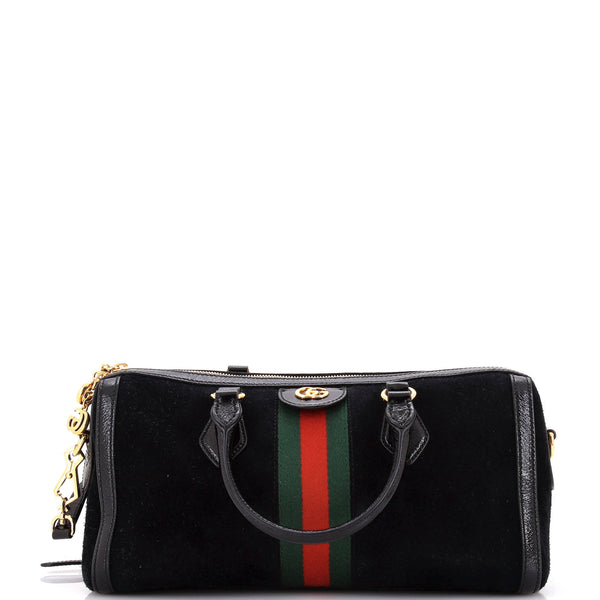 Gucci Ophidia Boston Bag Suede Medium Black 3427474