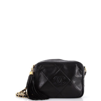 Chanel Vintage Diamond CC Camera Bag Quilted Leather Small