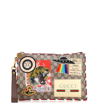 Gucci Courrier Pouch GG Coated Canvas with Applique