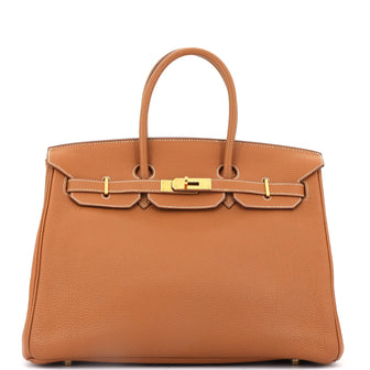 Hermes Birkin Handbag Brown Togo with Gold Hardware 35