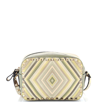 Valentino Garavani 1975 Rockstud Camera Crossbody Bag Striped Leather