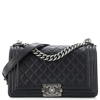 Chanel Boy Flap Bag Quilted Calfskin Old Medium