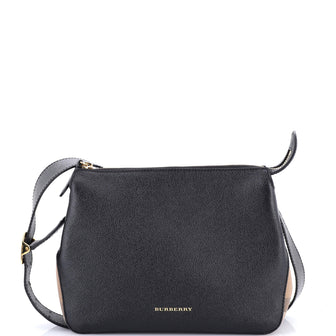 Burberry Helmsley Crossbody Bag Leather with House Check Canvas Small