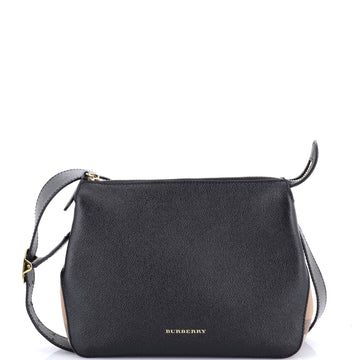 Burberry Helmsley Crossbody Bag Leather with House Check Canvas Small