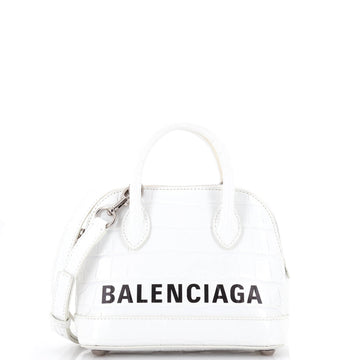 Balenciaga Logo Ville Bag Crocodile Embossed Leather XXS