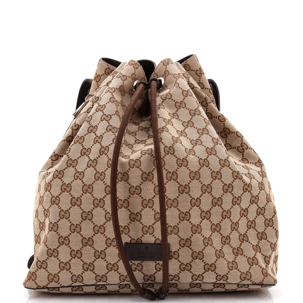 GUCCI BACKPACK DRAWSTRING GG CANVAS MEDIUM Gucci Drawstring GG Monogram Canvas Backpack Bag Beige main image 4