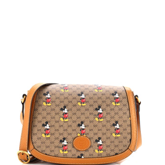 Gucci Disney Mickey Mouse Flap Shoulder Bag Printed Mini GG Coated Canvas Small