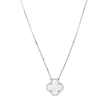 Van Cleef & Arpels Vintage Alhambra Pendant Necklace 18K White Gold and Mother of Pearl
