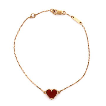 Van Cleef & Arpels Sweet Alhambra Heart Bracelet 18K Yellow Gold and Carnelian