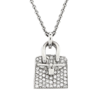 Hermes Birkin Amulette Pendant Necklace 18K White Gold and Diamonds