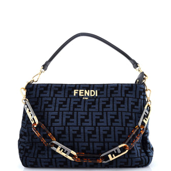 Fendi O'Lock Zip Shoulder Bag Zucca Chenille