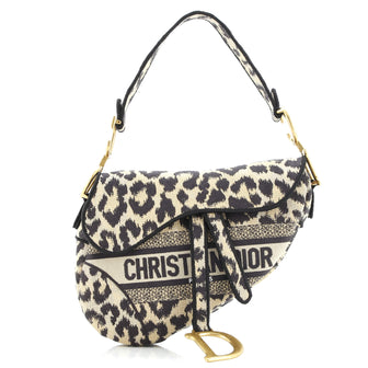 Christian Dior Saddle Handbag Mizza Embroidered Canvas Medium