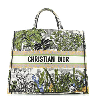 Christian Dior Book Tote Embroidered Canvas Large