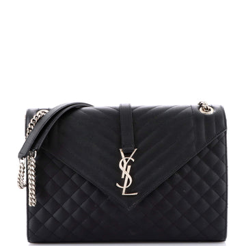 Saint Laurent Classic Monogram Envelope Satchel Mixed Matelasse Leather Large