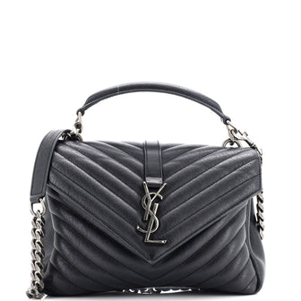 Saint Laurent Classic Monogram College Bag Matelasse Chevron Leather Medium