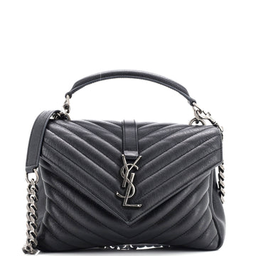 Saint Laurent Classic Monogram College Bag Matelasse Chevron Leather Medium