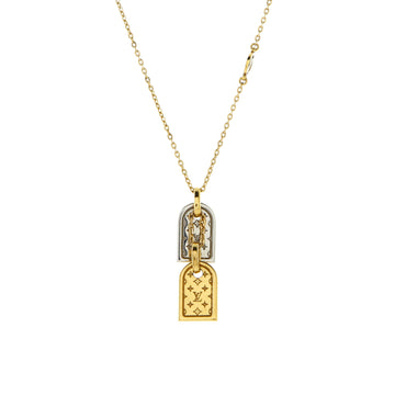Louis Vuitton Nanogram Name Tag Pendant Necklace Metal