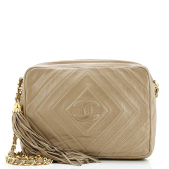 Chanel Vintage Diamond CC Camera Bag Chevron Lambskin Medium