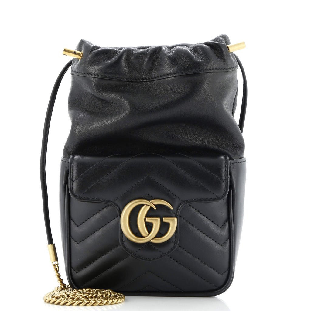 Gucci GG Marmont Front Pocket Bucket Bag Matelasse Leather  display picture 2