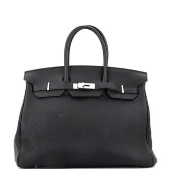 Hermes Birkin Handbag Black Togo with Palladium Hardware 35