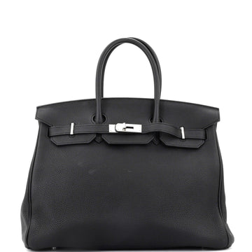 Hermes Birkin Handbag Black Togo with Palladium Hardware 35