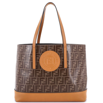 Fendi FF Logo Stamp Shopping Tote Zucca Coated Canvas Medium
