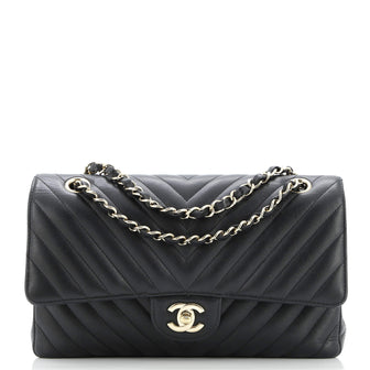 Chanel Classic Double Flap Bag Chevron Caviar Medium