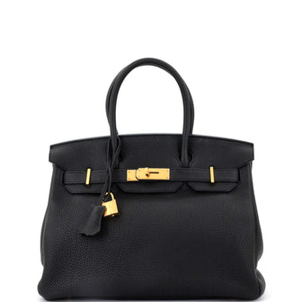 Hermes Birkin Handbag Black Togo with Gold Hardware 30