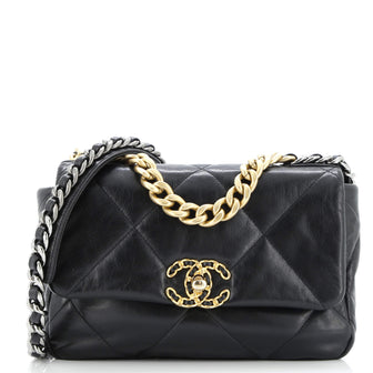 Chanel 19 Flap Bag Quilted Shiny Crumpled Calfskin Medium