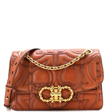 Salvatore Ferragamo Gancini Turnlock Flap Bag Gancini Quilted Leather Medium