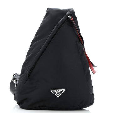Prada New Vela Sling Backpack Studded Tessuto