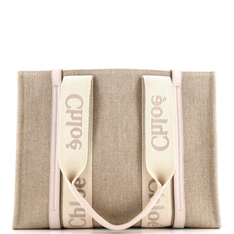 Chloe Woody Tote Canvas with Leather Medium