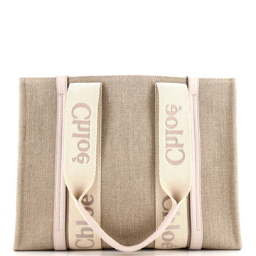 Chloe Woody Tote Canvas with Leather Medium