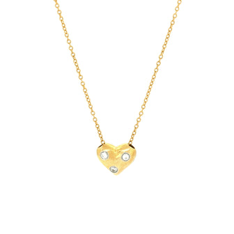 Tiffany & Co. Etoile Heart 3 Diamond Pendant Necklace 18K Yellow Gold with Platinum and Diamonds