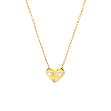 Tiffany & Co. Etoile Heart 3 Diamond Pendant Necklace 18K Yellow Gold with Platinum and Diamonds