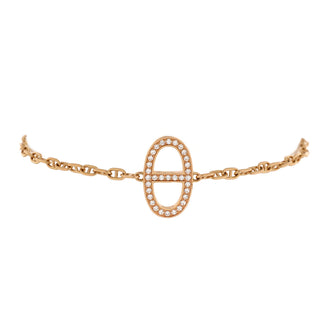 Hermes Chaine d'Ancre Contour Bracelet 18K Rose Gold with Diamonds