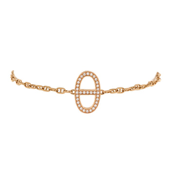 Hermes Chaine d'Ancre Contour Bracelet 18K Rose Gold with Diamonds