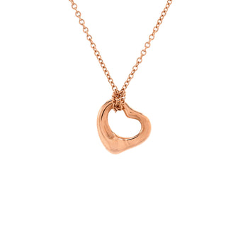 Tiffany & Co. Elsa Peretti Open Heart Pendant Necklace 18K Rose Gold 11mm