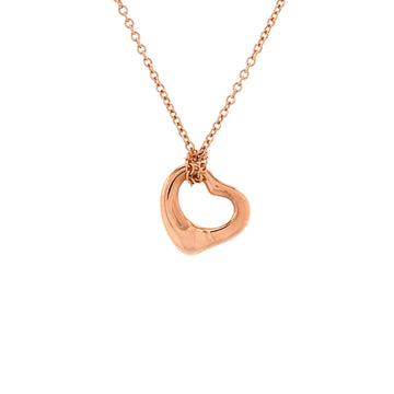 Tiffany & Co. Elsa Peretti Open Heart Pendant Necklace 18K Rose Gold 11mm