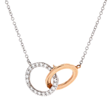 Tiffany & Co. Interlocking Circles Pendant Necklace 18K White Gold and Rose Gold with Diamonds